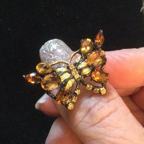 Exquisite Genuine Citrine Butterfly Ring - Picture 8 of 9